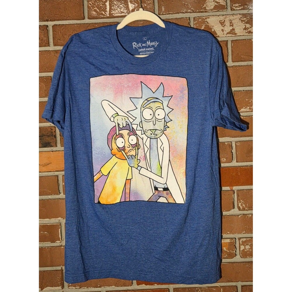 Rick and‎ Morty Adult Swim Ripple Junction Blue Graphic Short Slv T-Shirt Size L